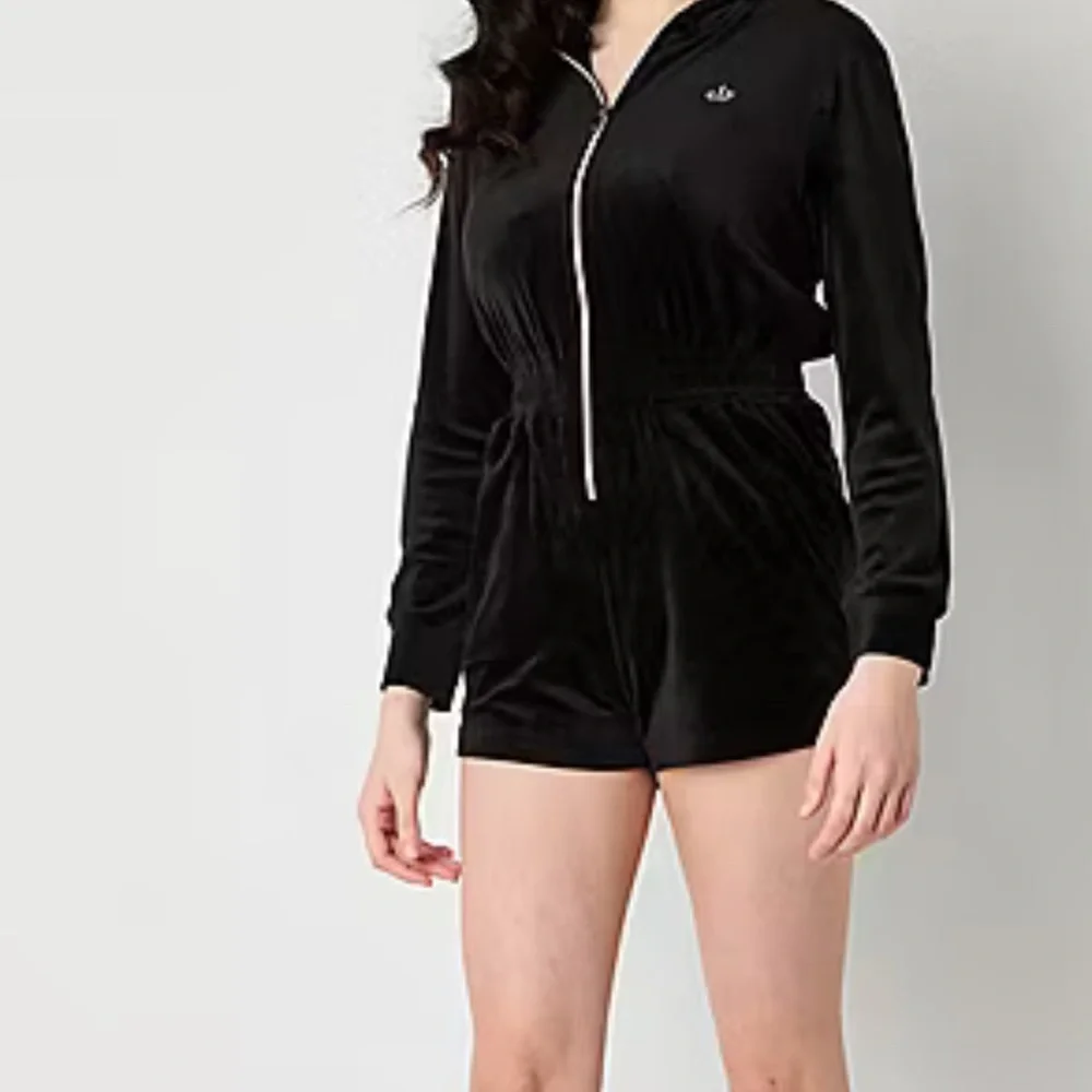 Juicy Couture Black Velour Hooded Romper - Picture 3 of 7